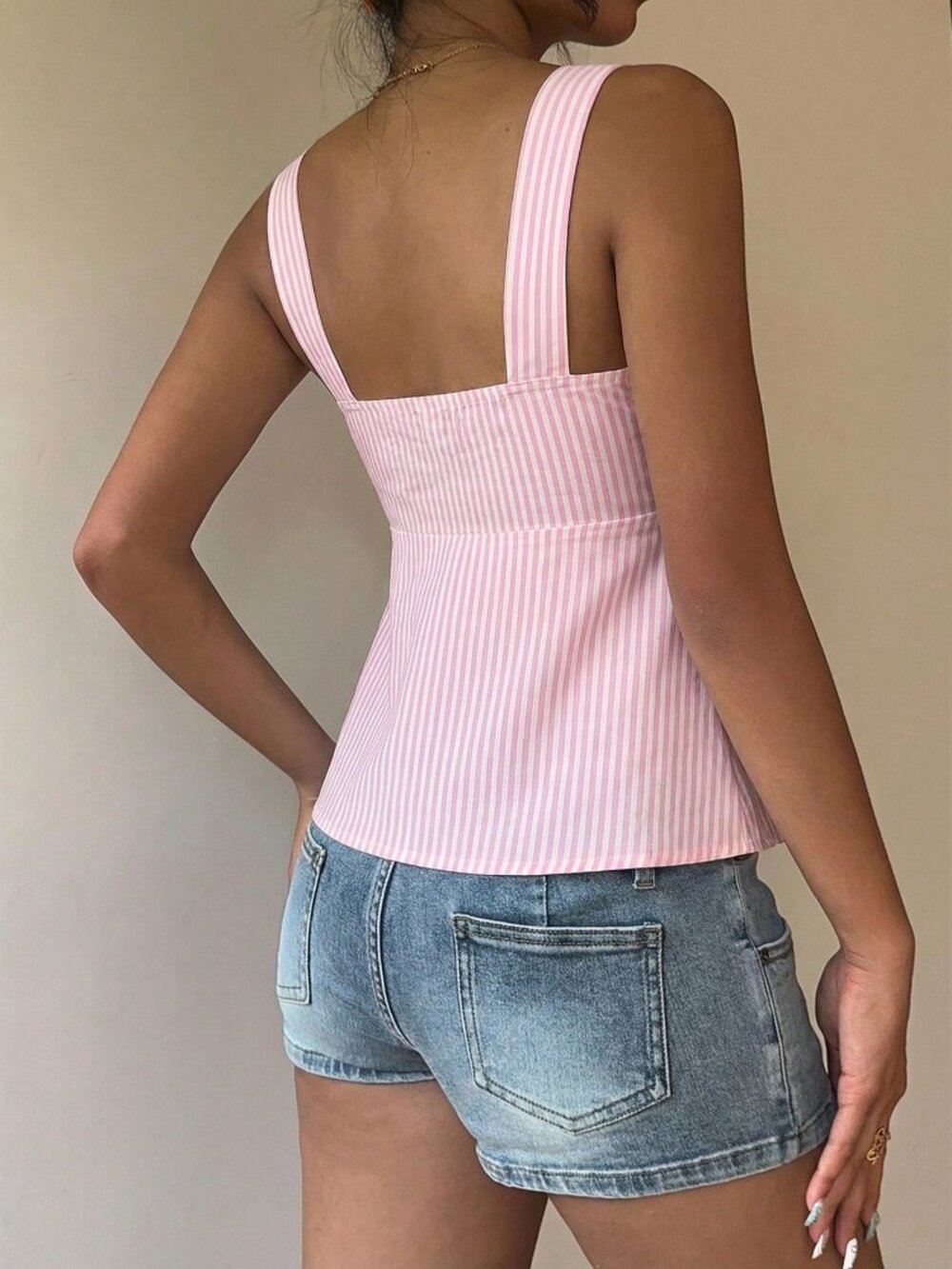 Multicolor boho Casual Women's striped Camisole Tank Top - Picture 3 of 5